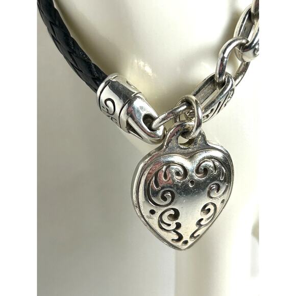 Brighton Kings Road Braided Leather Heart Charm Bracelet - Picture 3 of 10